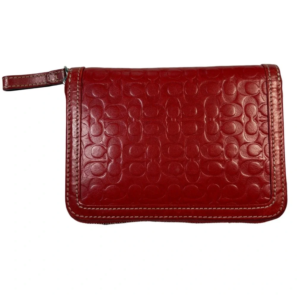 Coach 4321 Red Signature Embossed Leather Palm PDA Organizer Case Vintage